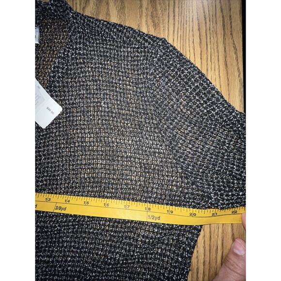 Chico's chicos Sz 1 Medium Black Open Front 3/4 Sleeve Lightweight Jacket Knit - Picture 7 of 9